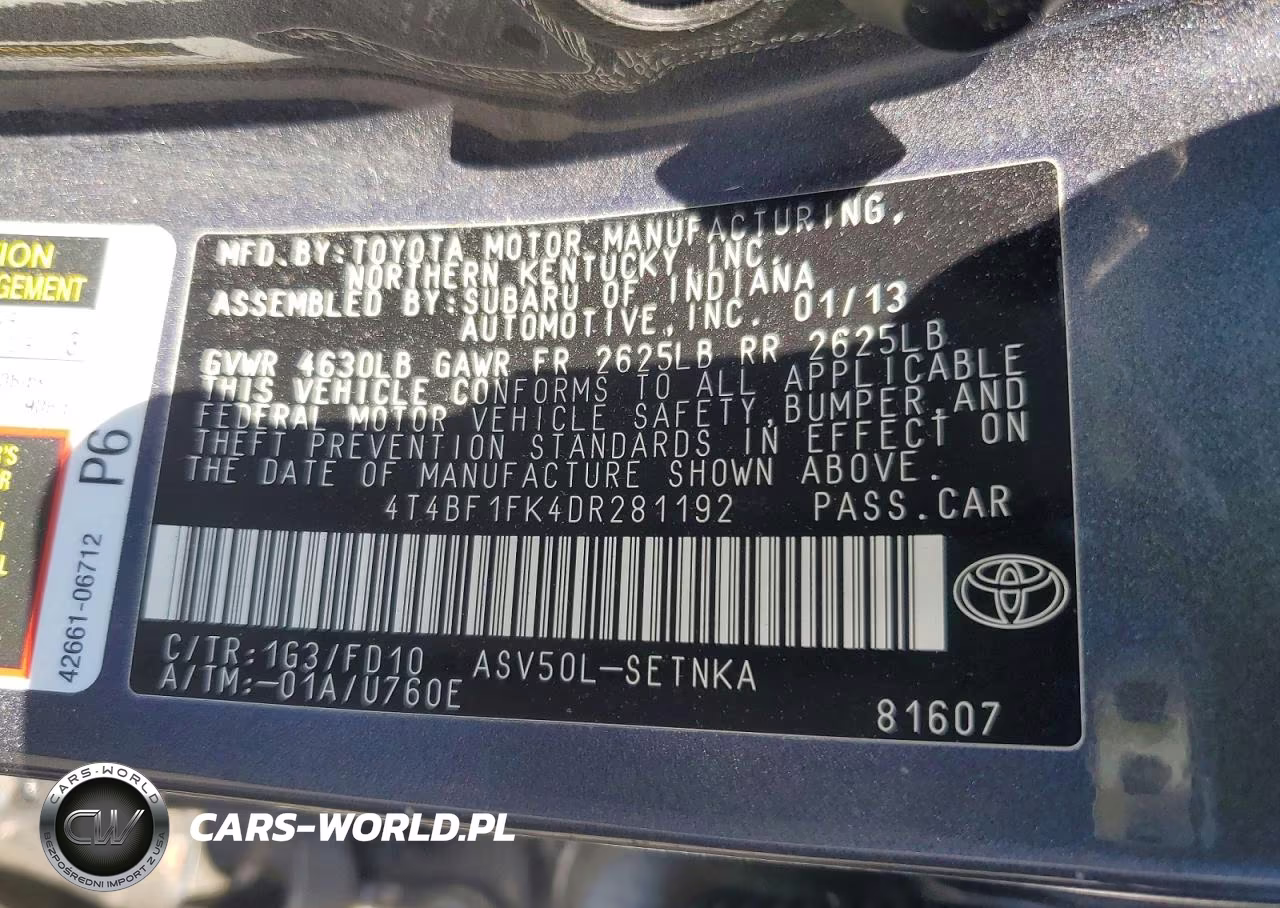 2013 Toyota Camry Le VIN:4T4BF1FK4DR281192 - 12