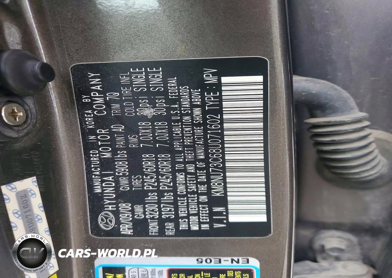 2008 Hyundai Veracruz Gls VIN:KM8NU73C68U071602 - 13