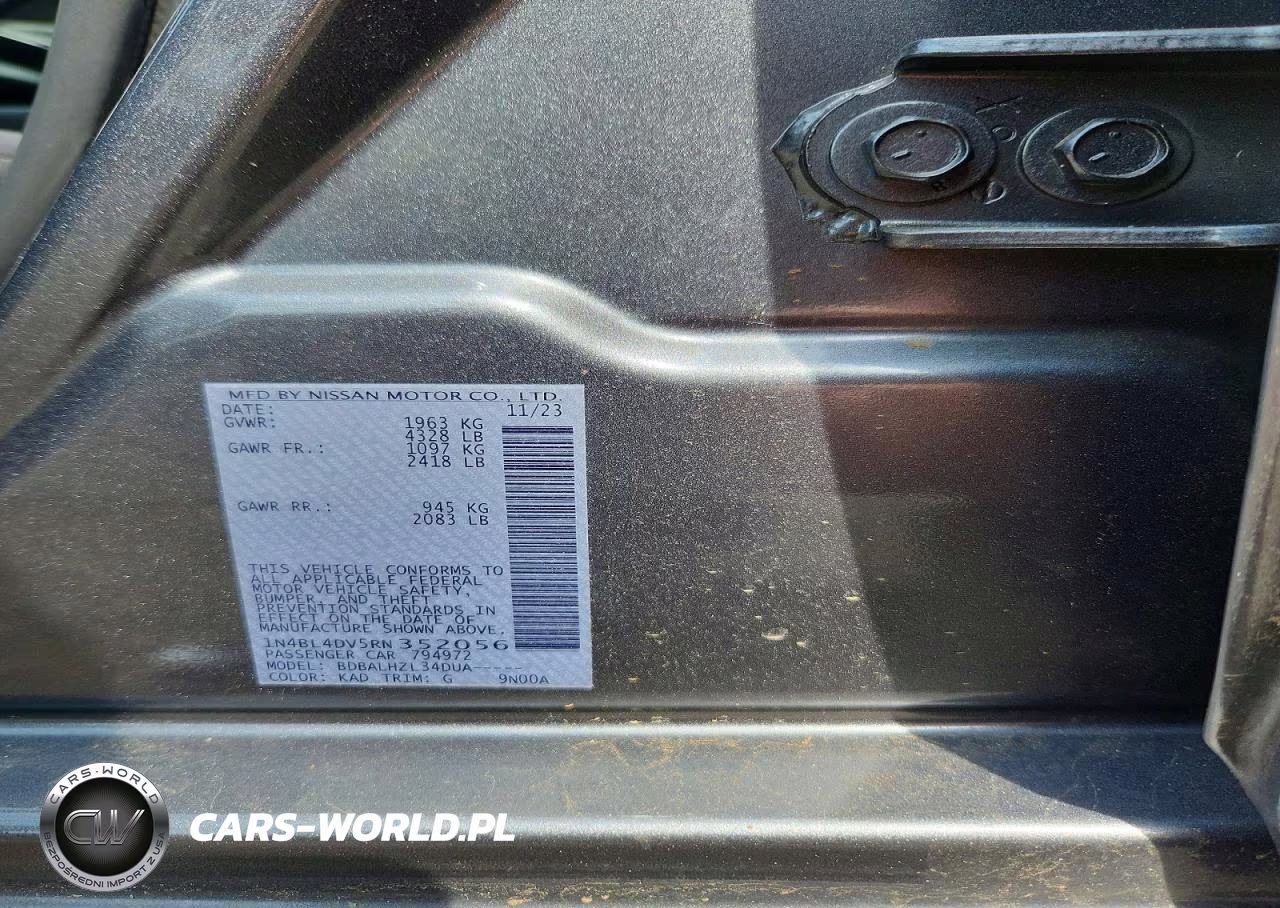 2024 Nissan Altima Sv VIN:1N4BL4DV5RN352056 - 12