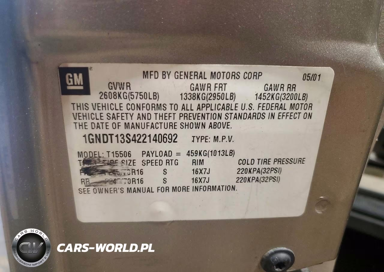 2002 Chevrolet Trailblazer VIN:1GNDT13S922515749 - 13