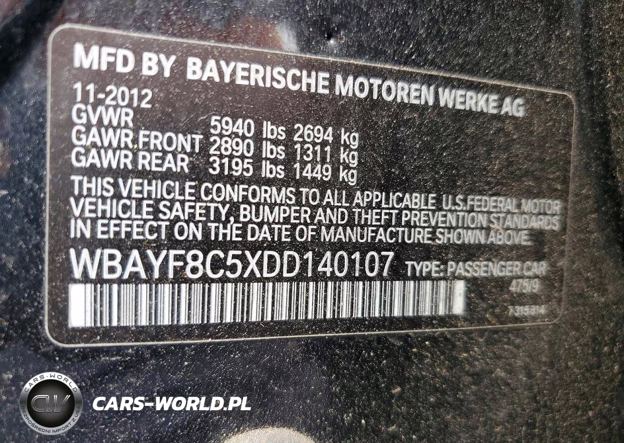 2013 BMW 750 Lxi VIN:WBAYF8C5XDD140107 - 13