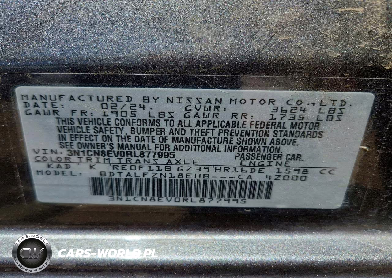 2024 Nissan Versa Sv VIN:3N1CN8EV0RL877995 - 12