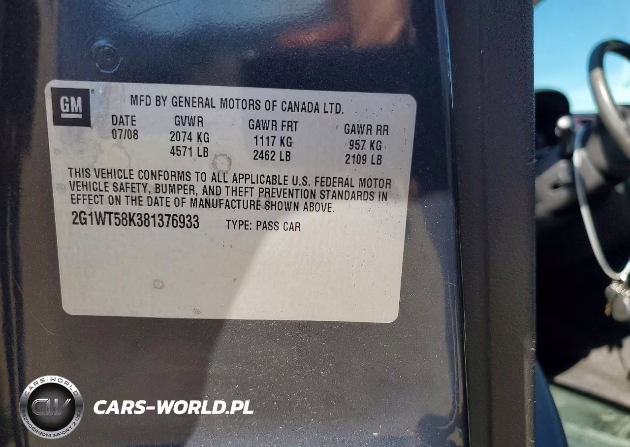 2008 Chevrolet Impala Lt VIN:2G1WT58K381376933 - 12