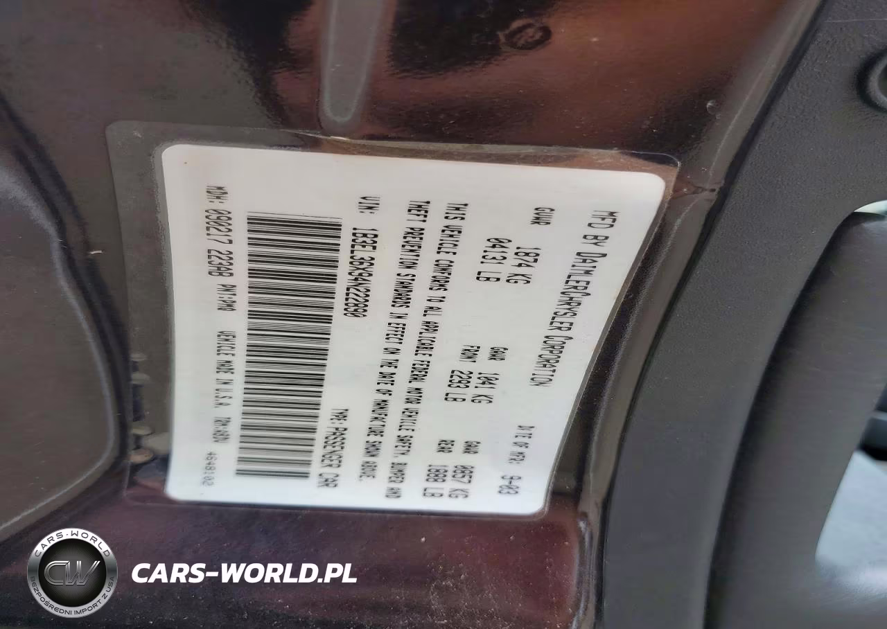 2004 Dodge Stratus Se VIN:1B3EL36X94N222890 - 12