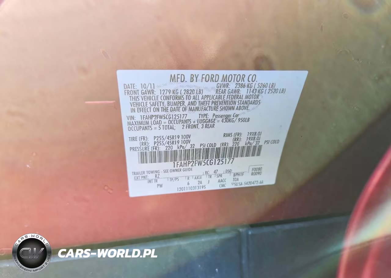 2012 Ford Taurus Limited VIN:1FAHP2FW5CG125177 - 12