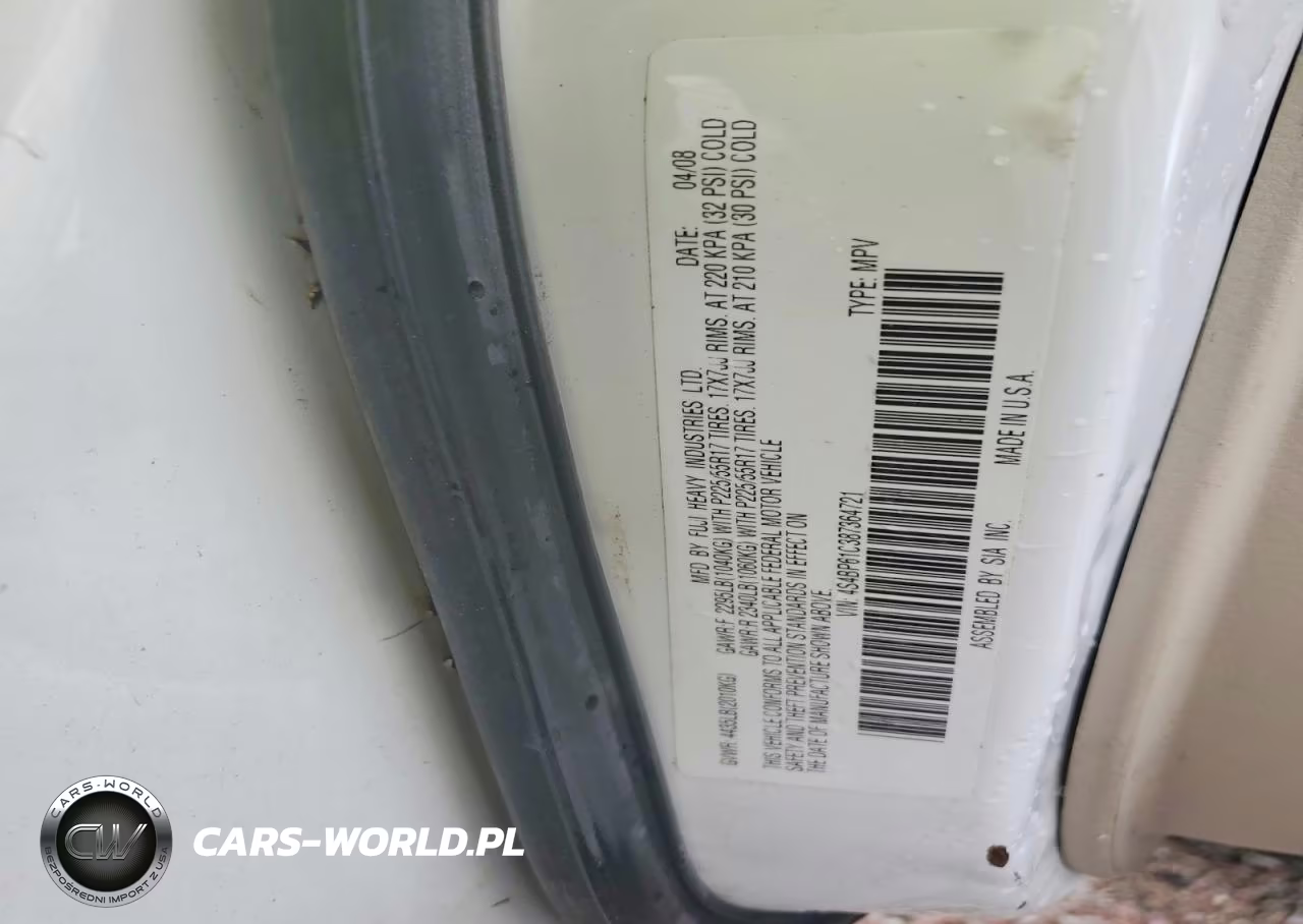 2008 Subaru Outback 2.5I VIN:4S4BP61C387364721 - 12