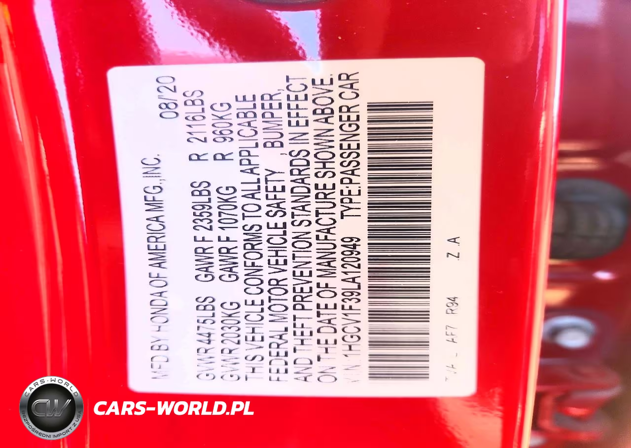 2020 Honda Accord Sport VIN:1HGCV1F39LA120949 - 13