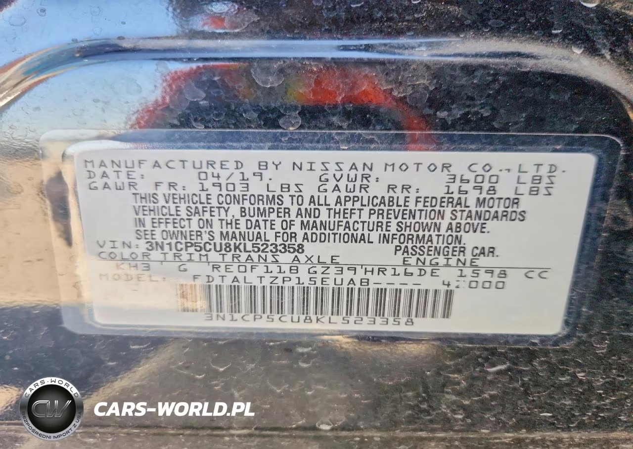 2019 Nissan Kicks Sr VIN:3N1CP5CU8KL523358 - 12