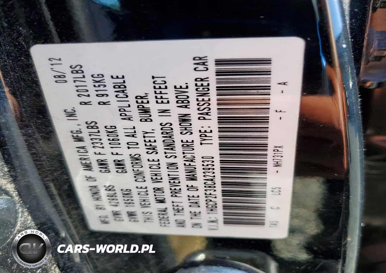 2012 Honda Accord Lx VIN:1HGCP2F38CA239530 - 12