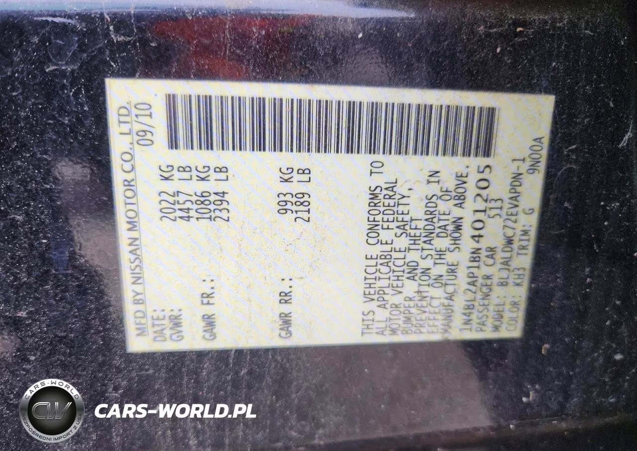 2011 Nissan Altima Sr VIN:1N4BL2AP1BN401205 - 12