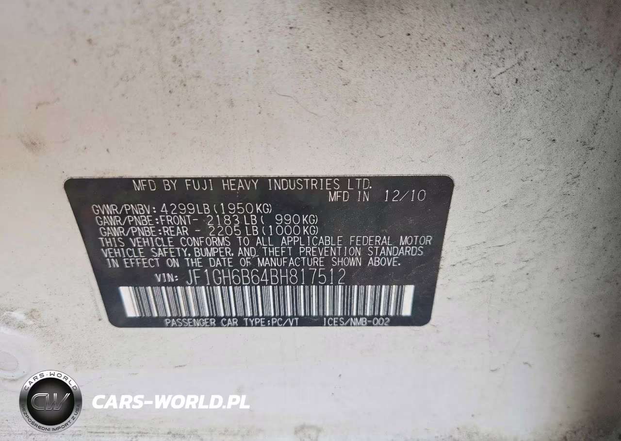 2011 Subaru Impreza 2.5I Premium VIN:JF1GH6B64BH817512 - 12