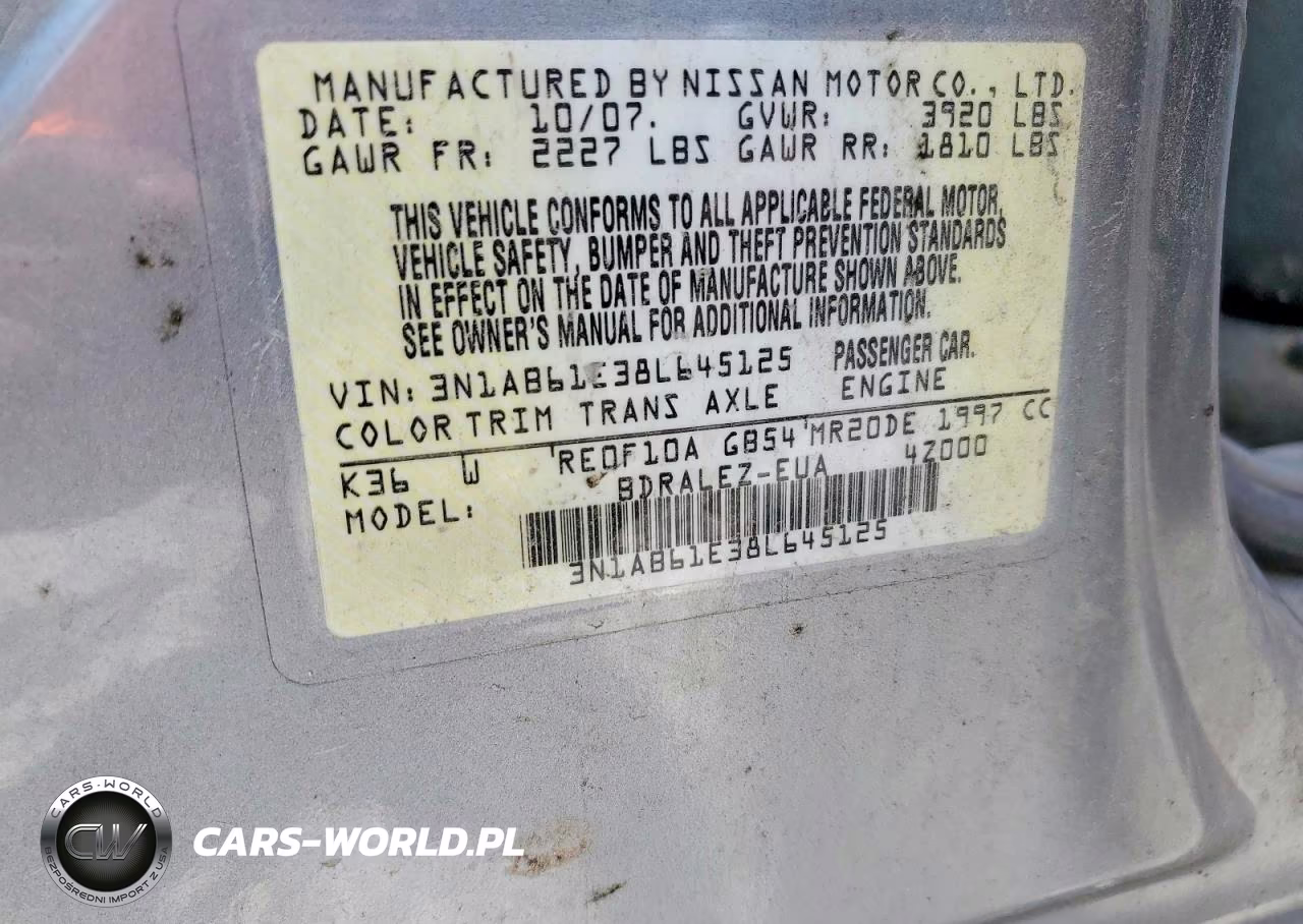 2008 Nissan Sentra 2.0 VIN:3N1AB61E38L645125 - 12