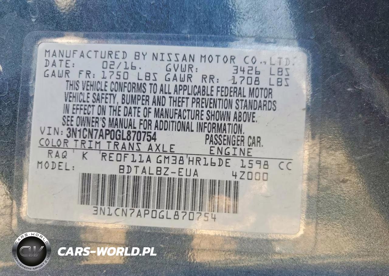 2016 Nissan Versa 1.6 Sv VIN:3N1CN7AP0GL870754 - 13