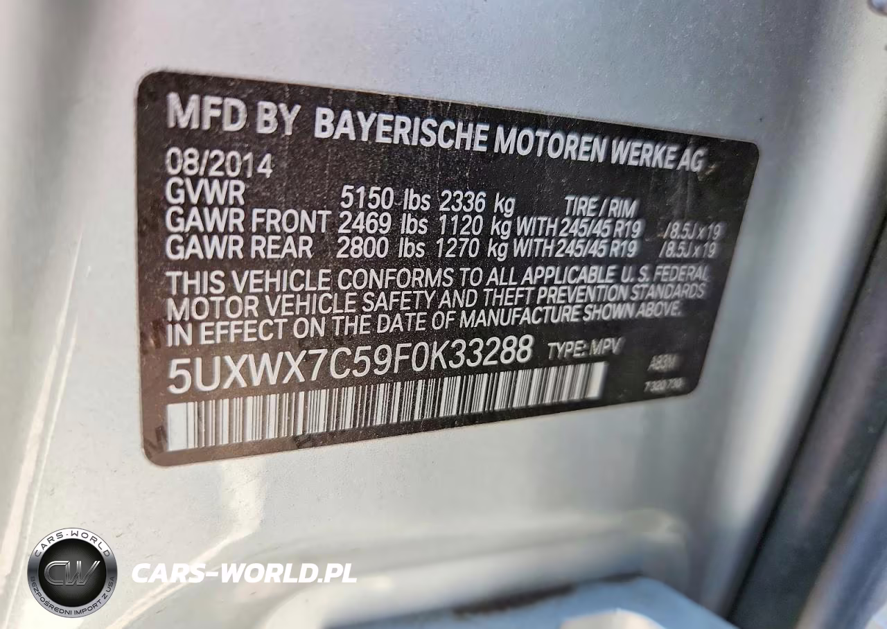 2015 BMW X3 xDrive35I VIN:5UXWX7C59F0K33288 - 13
