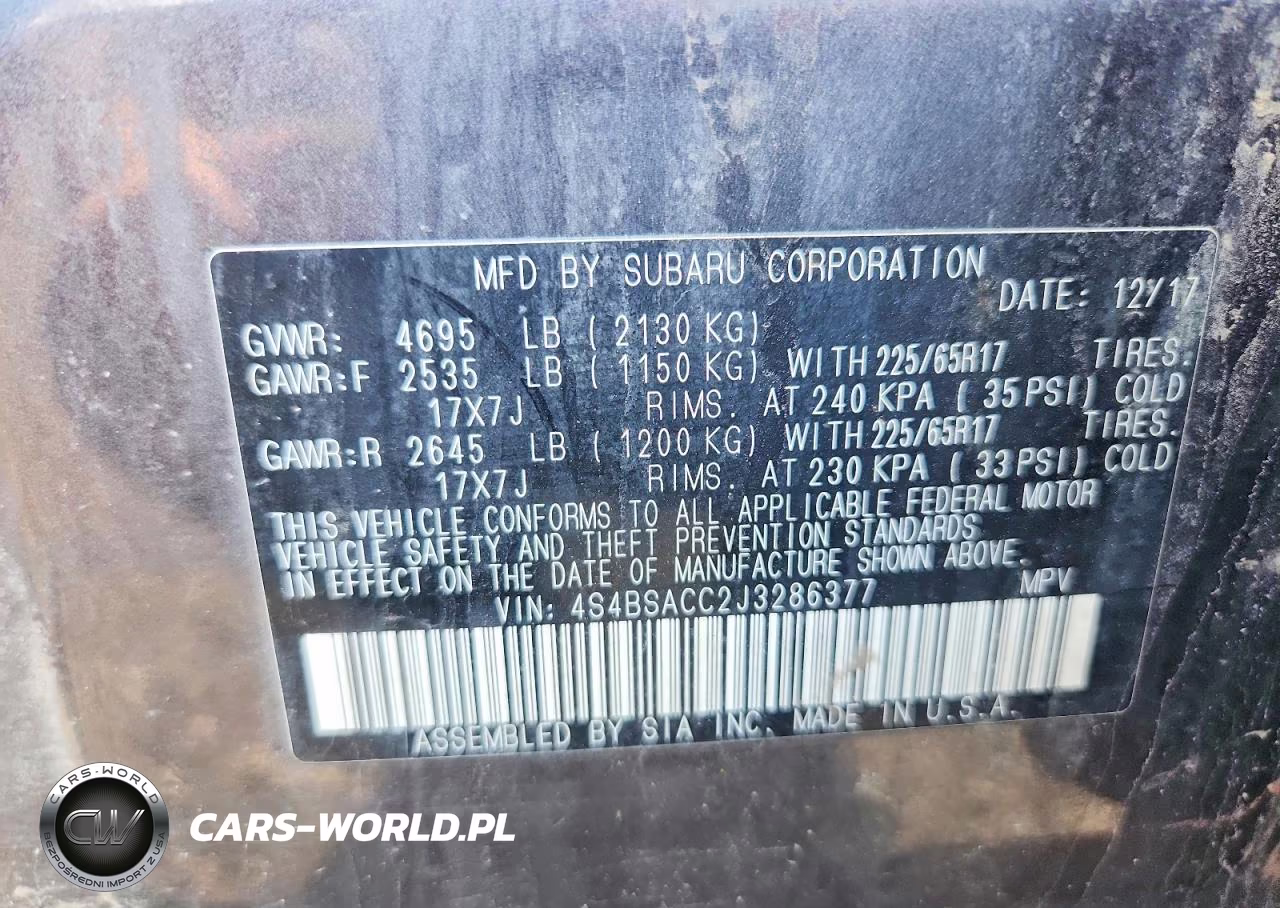 2018 Subaru Outback 2.5I Premium VIN:4S4BSACC2J3286377 - 12