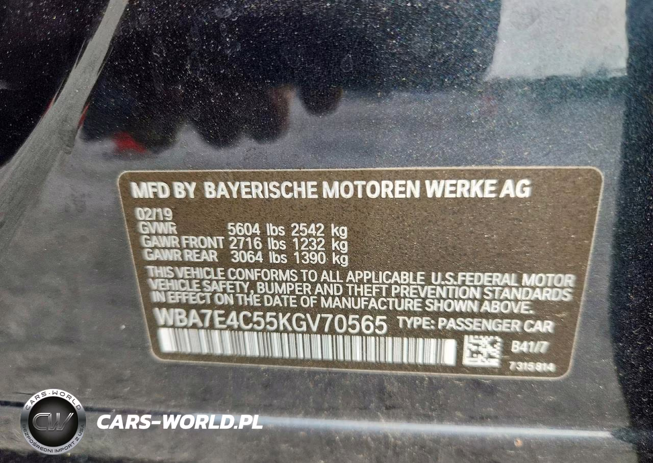 2019 BMW 740 Xi VIN:WBA7E4C55KGV70565 - 12