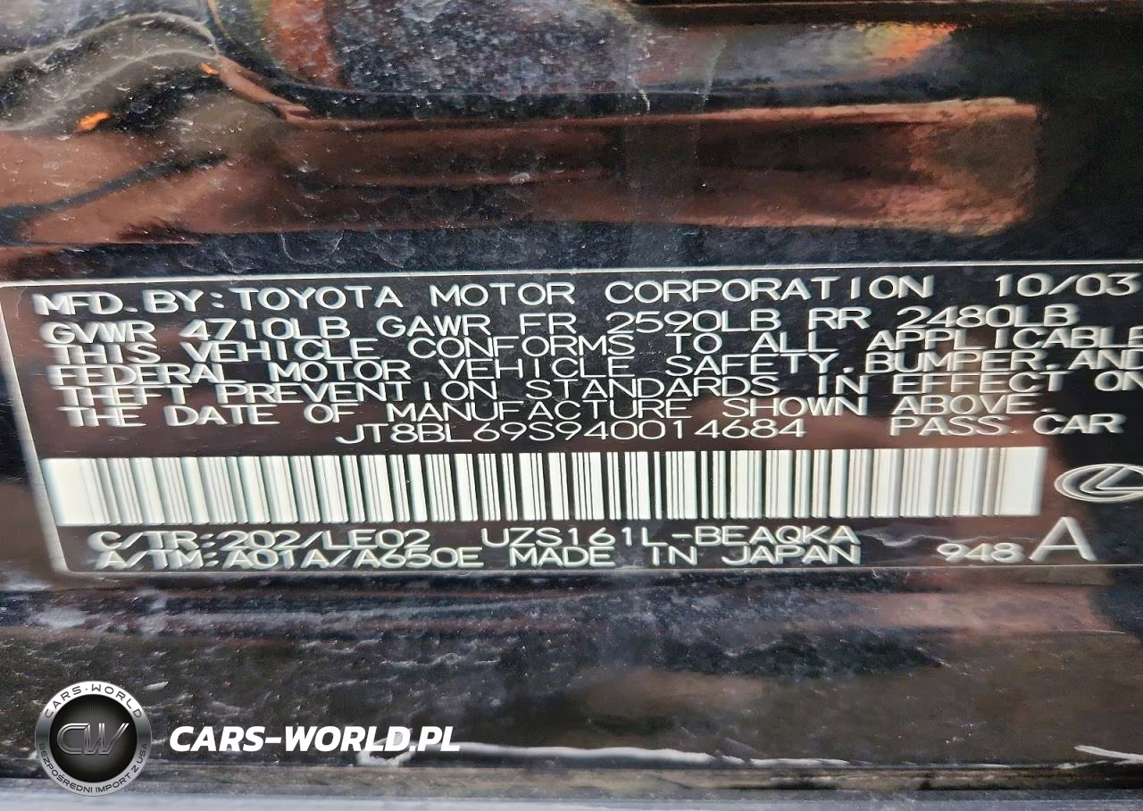 2004 Lexus Gs 430 VIN:JT8BL69S940014684 - 12