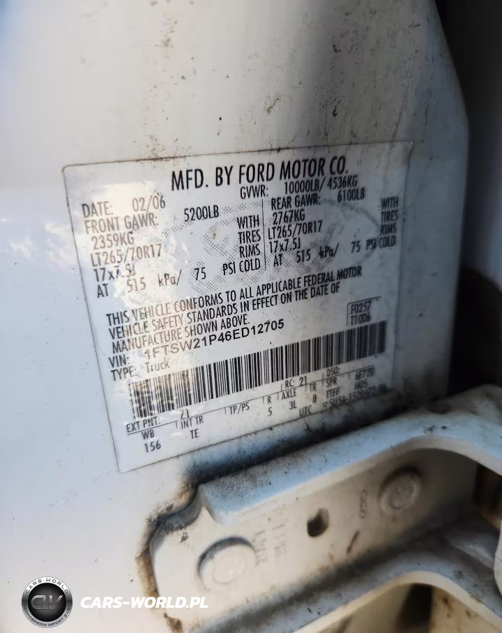 2006 Ford F250 Super Duty VIN:1FTSW21P46ED12705 - 12