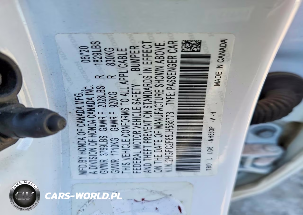 2020 Honda Civic Sport VIN:2HGFC2F85LH555778 - 12