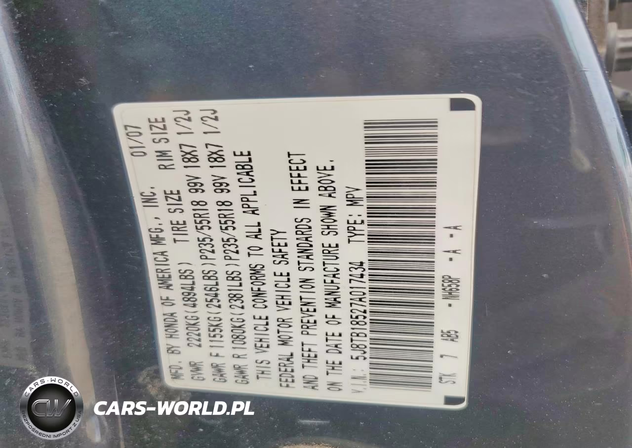 2007 Acura Rdx Technology VIN:5J8TB18527A017434 - 13