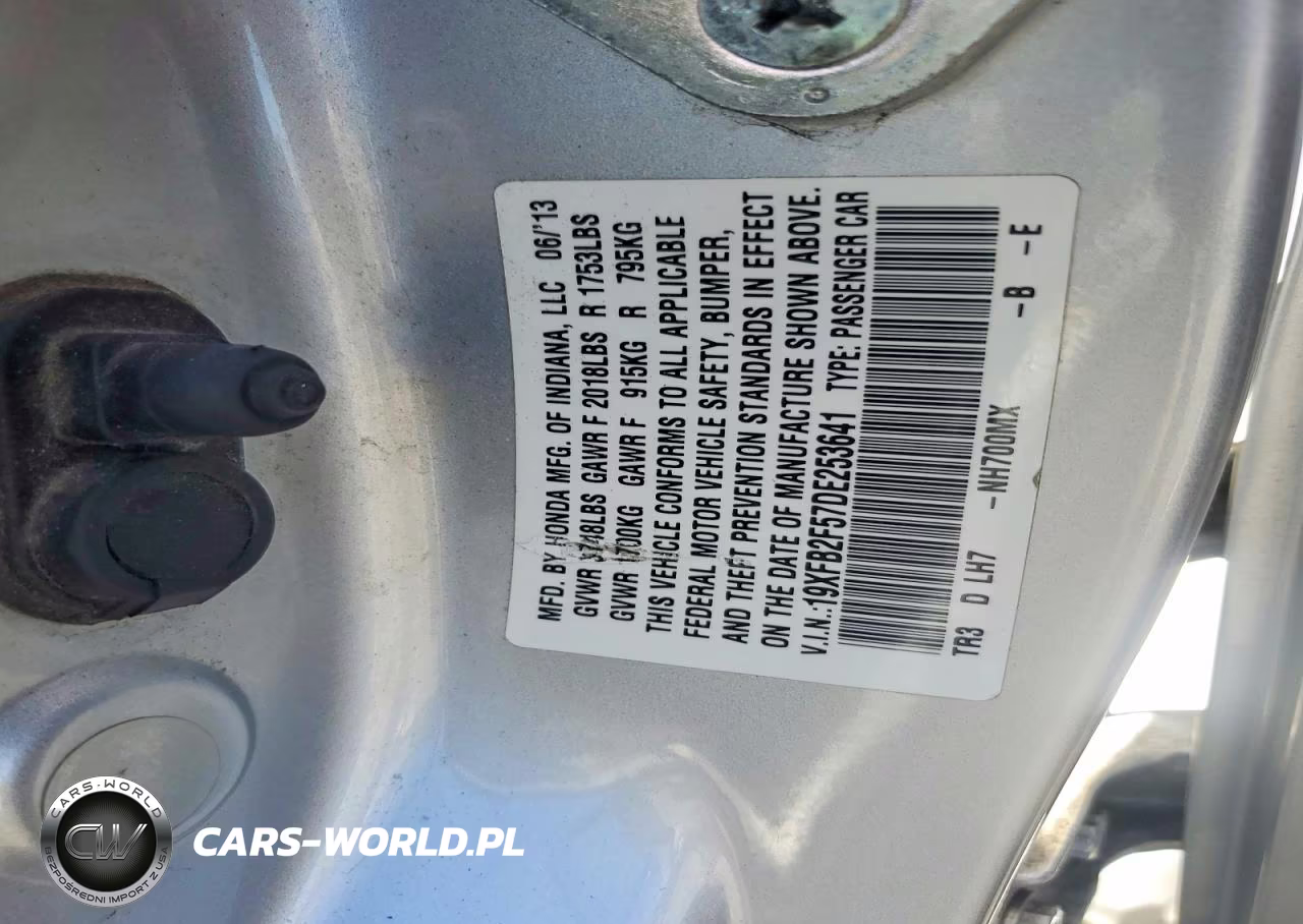 2013 Honda Civic Lx VIN:19XFB2F57DE253641 - 13