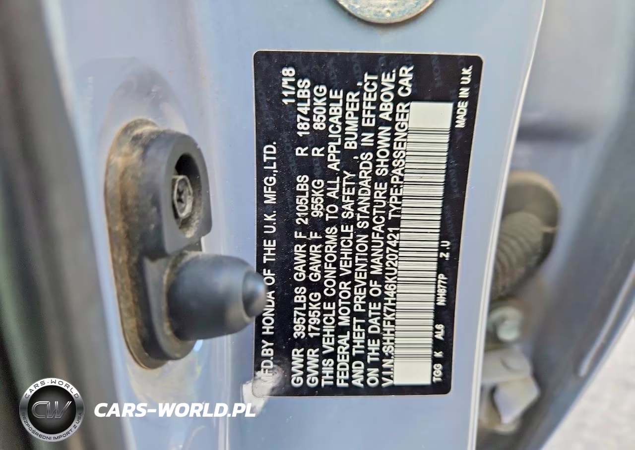 2019 Honda Civic Sport VIN:SHHFK7H46KU207421 - 12