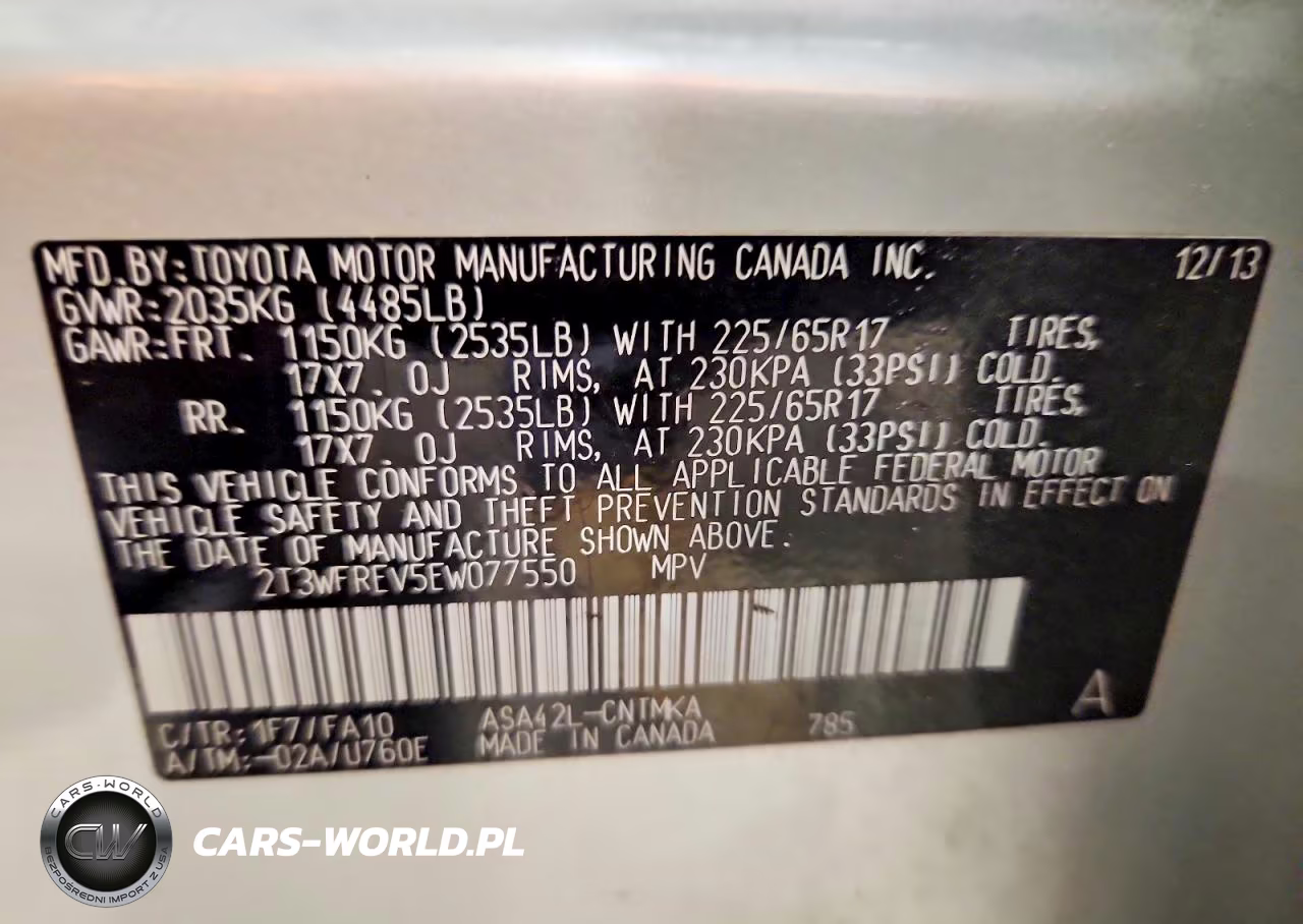 2014 Toyota Rav4 Xle VIN:2T3WFREV5EW077550 - 14