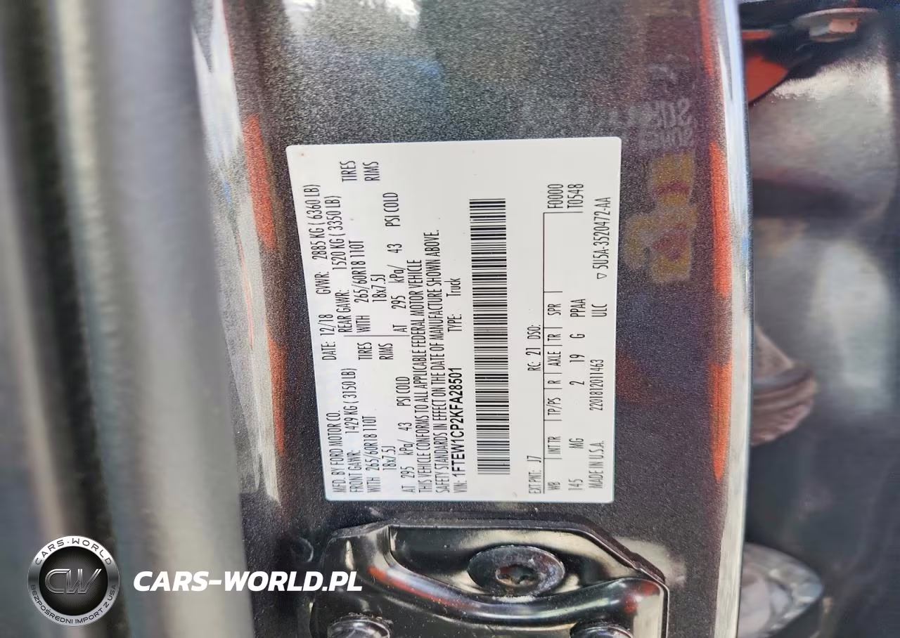 2019 Ford F150 Supercrew VIN:1FTEW1CP2KFA28501 - 12
