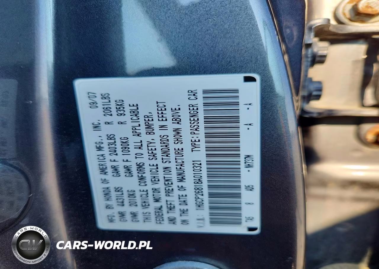 2008 Honda Accord Exl VIN:1HGCP26818A010321 - 12
