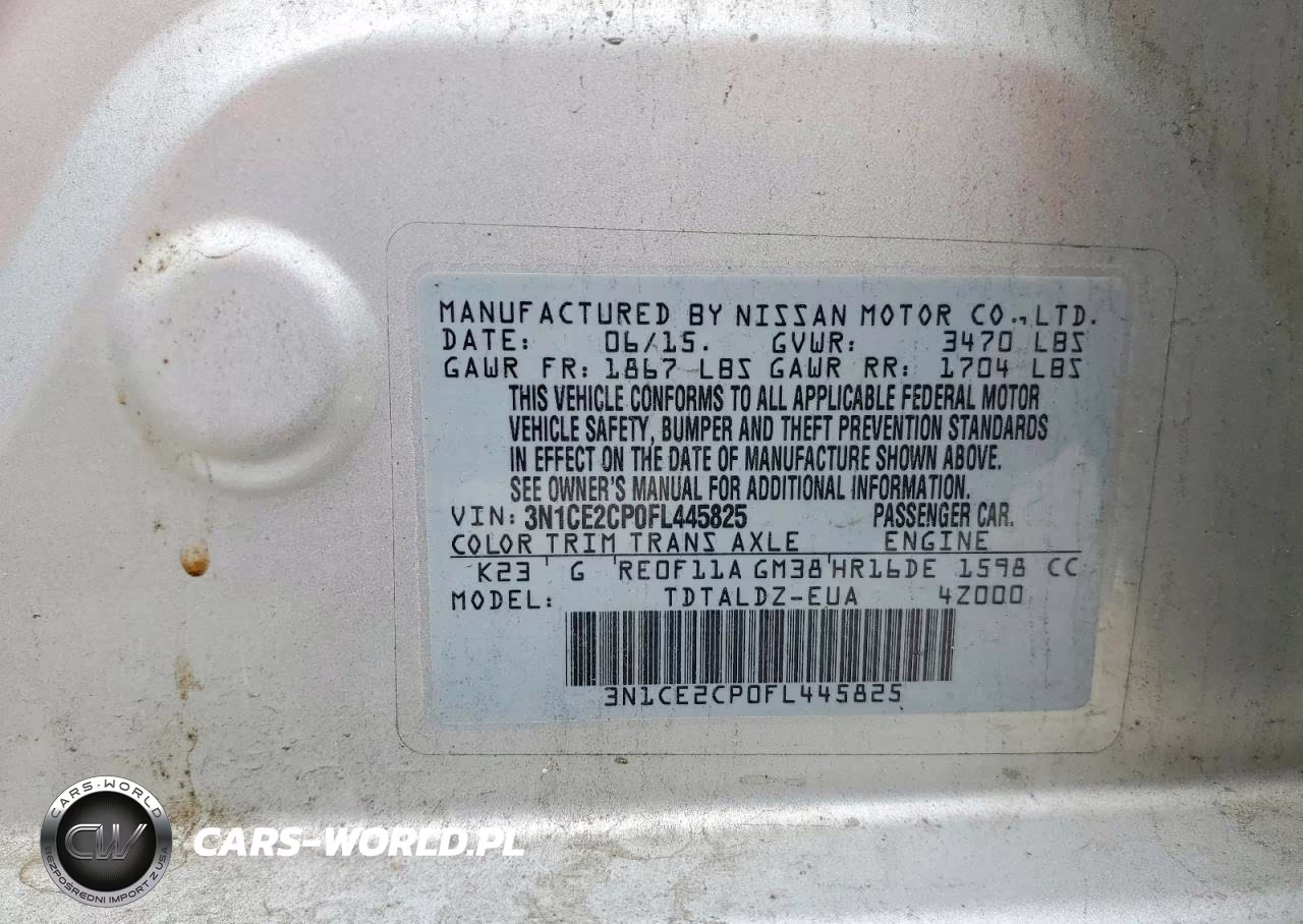 2015 Nissan Versa Note Sv VIN:3N1CE2CP0FL445825 - 12