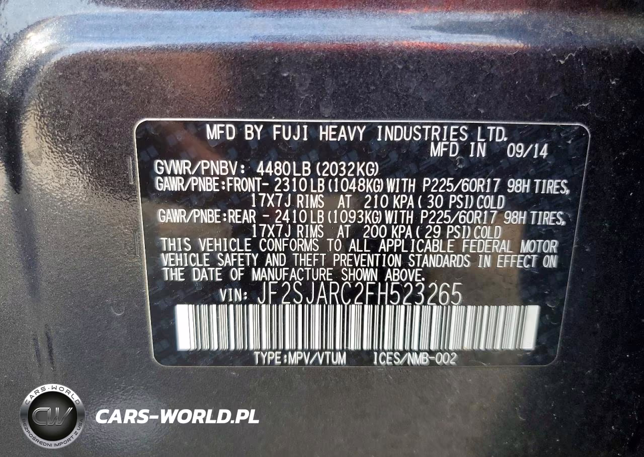 2015 Subaru Forester 2.5I Limited VIN:JF2SJARC2FH523265 - 13