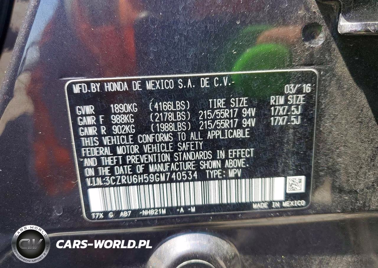 2016 Honda Hr-V Ex VIN:3CZRU6H59GM740534 - 13