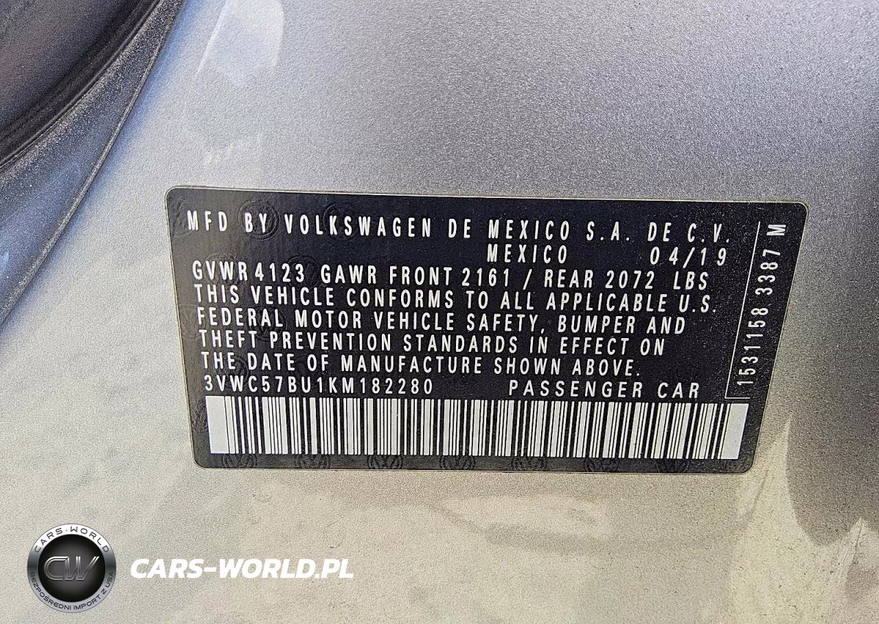2019 Volkswagen Jetta S VIN:3VWC57BU1KM182280 - 12