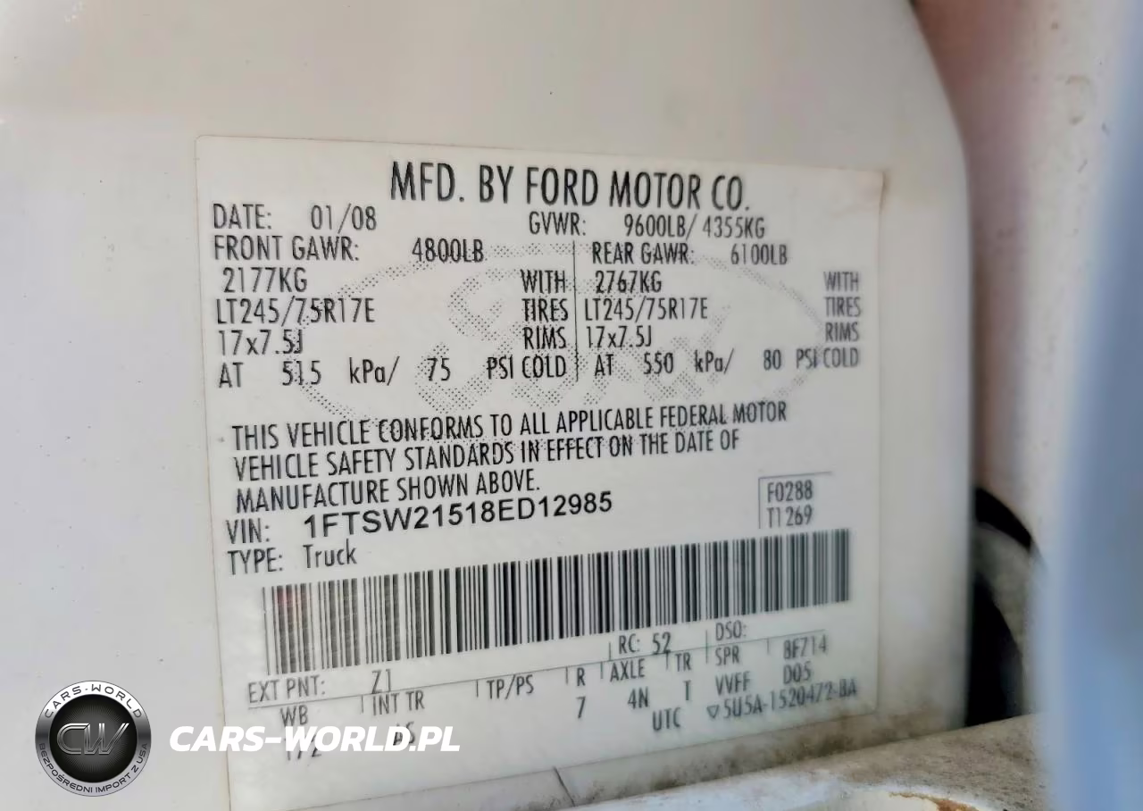 2008 Ford F250 Super Duty VIN:1FTSW21518ED12985 - 12
