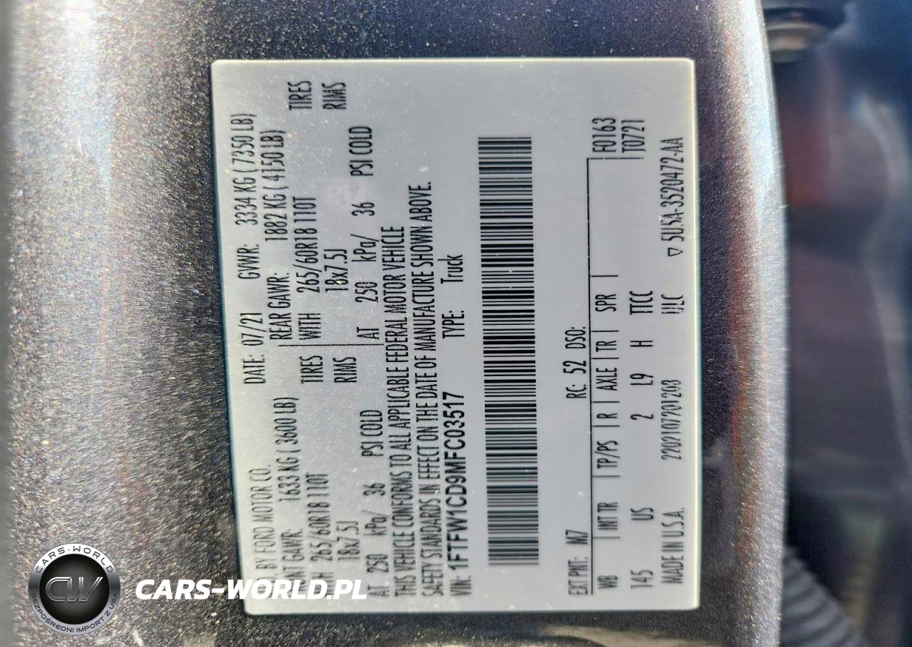 2021 Ford F150 Supercrew VIN:1FTFW1CD9MFC03517 - 12