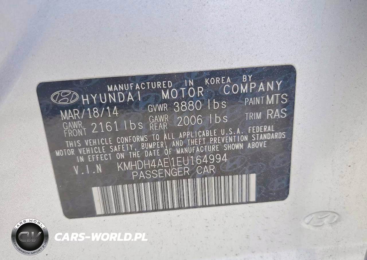 2014 Hyundai Elantra Se VIN:KMHDH4AE1EU164994 - 12