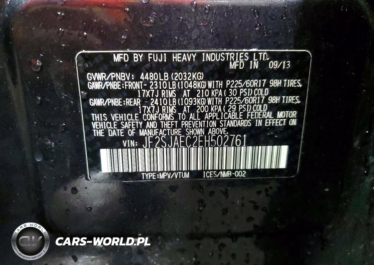 2014 Subaru Forester 2.5I Premium VIN:JF2SJAEC2EH502761 - 12