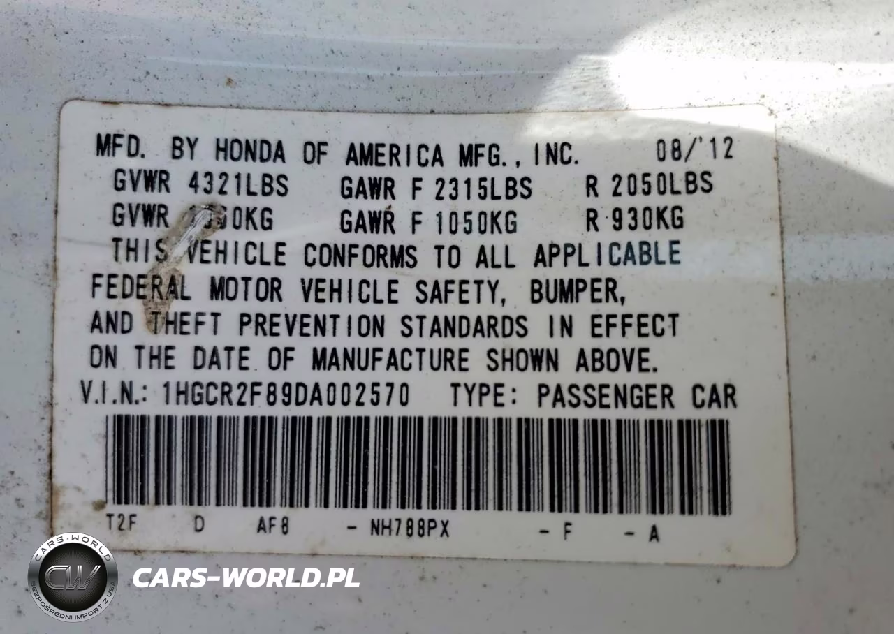 2013 Honda Accord Exl VIN:1HGCR2F89DA002570 - 12