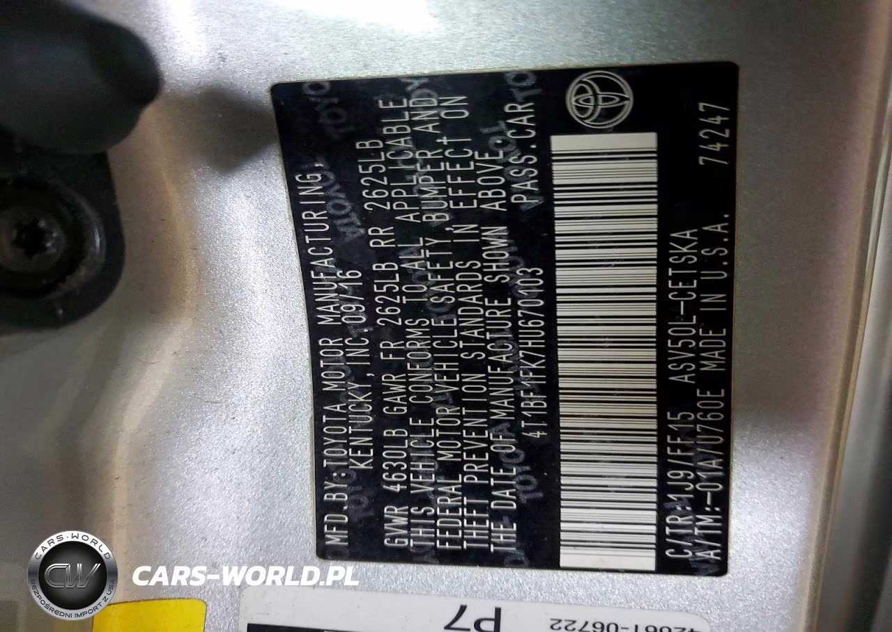 2017 Toyota Camry Se VIN:4T1BF1FK7HU670103 - 12