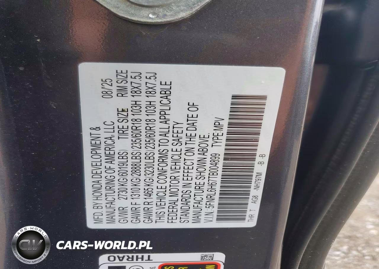 2026 Honda Odyssey Exl VIN:5FNRL6H67TB004899 - 13