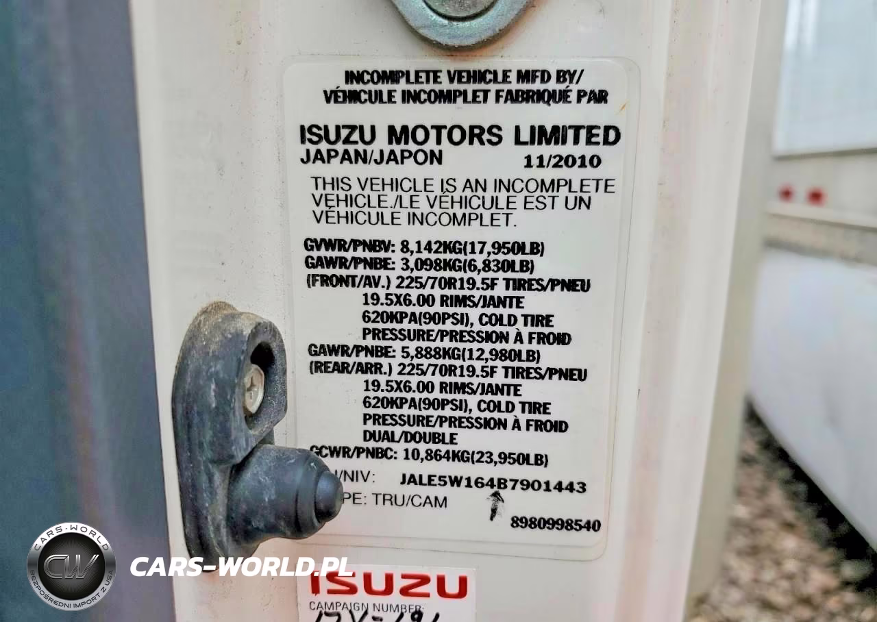 2011 Isuzu Nqr Box Truck VIN:JALE5W164B7901443 - 12