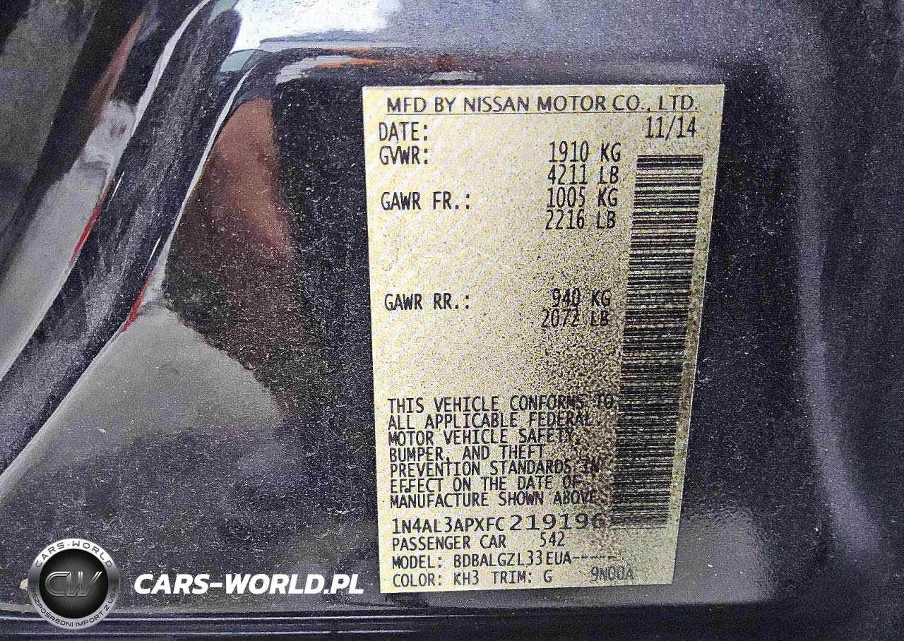 2015 Nissan Altima 2.5 S VIN:1N4AL3APXFC219196 - 12