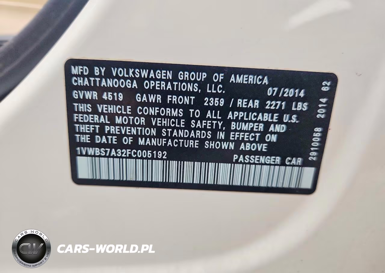 2015 Volkswagen Passat Se VIN:1VWBS7A32FC005192 - 11