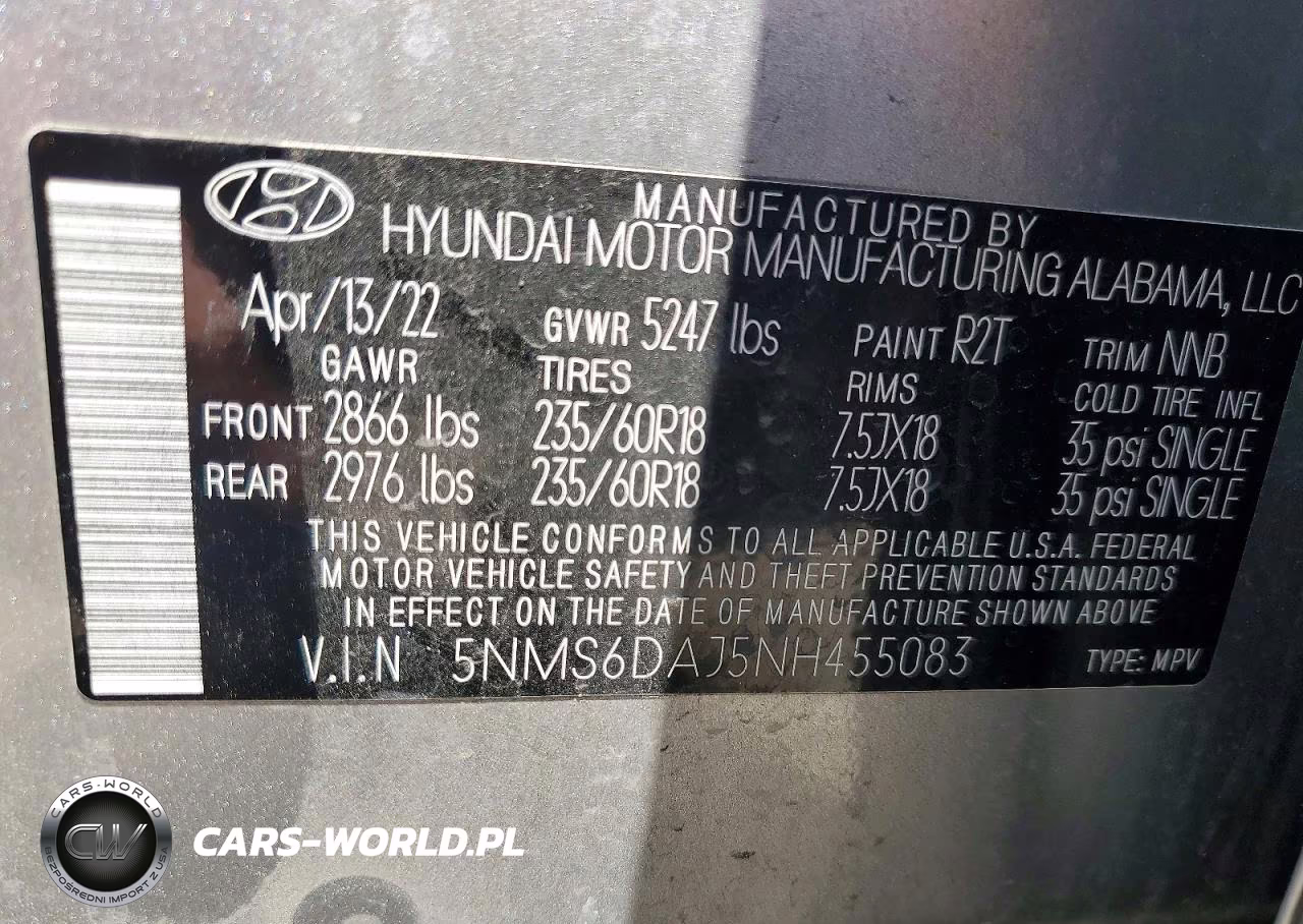 2022 Hyundai Santa Fe Xrt VIN:5NMS6DAJ5NH455083 - 14