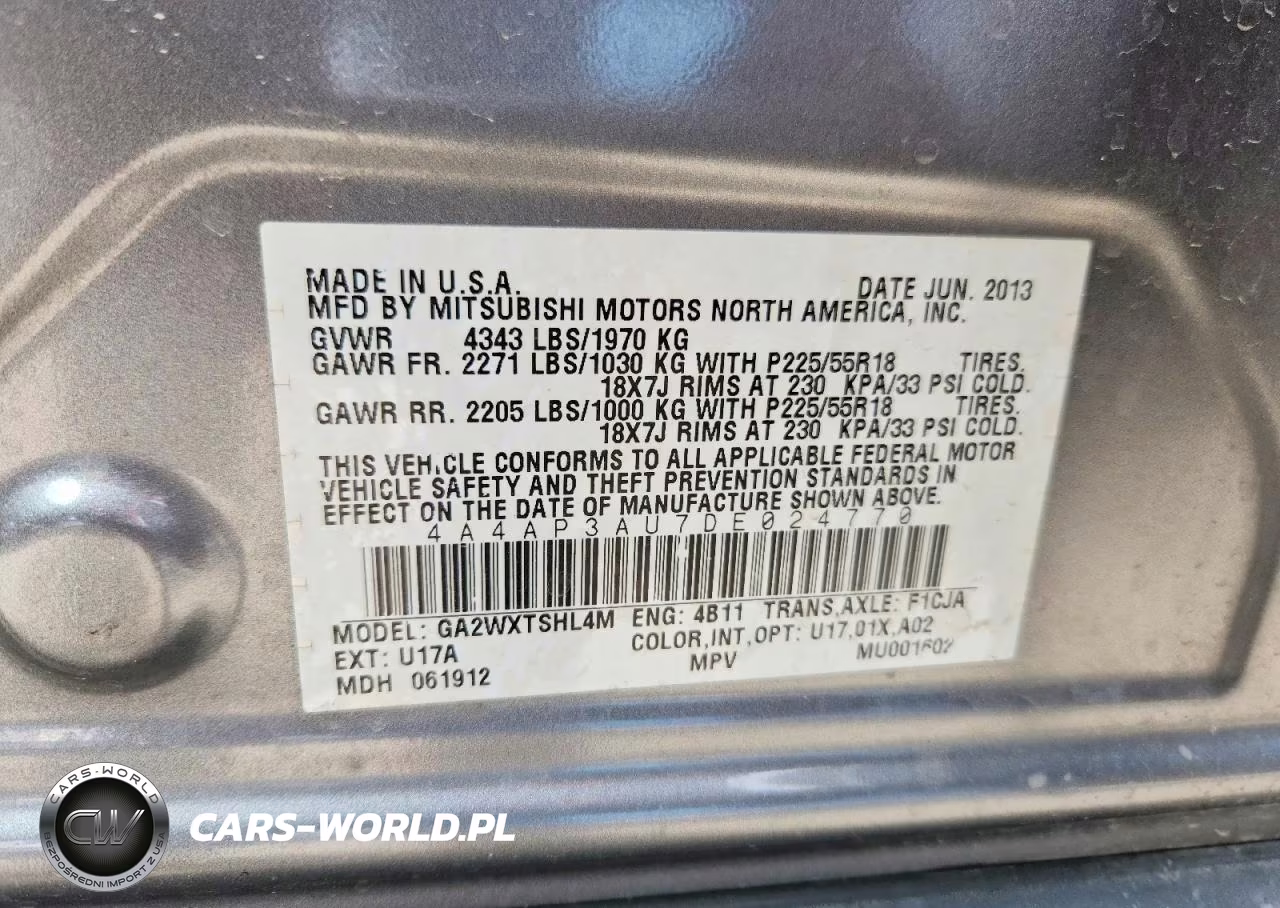 2013 Mitsubishi Outlander Sport Es VIN:4A4AP3AU7DE024770 - 13