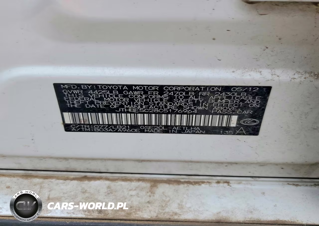 2012 Lexus Is 250 VIN:JTHBF5C28C5176964 - 12