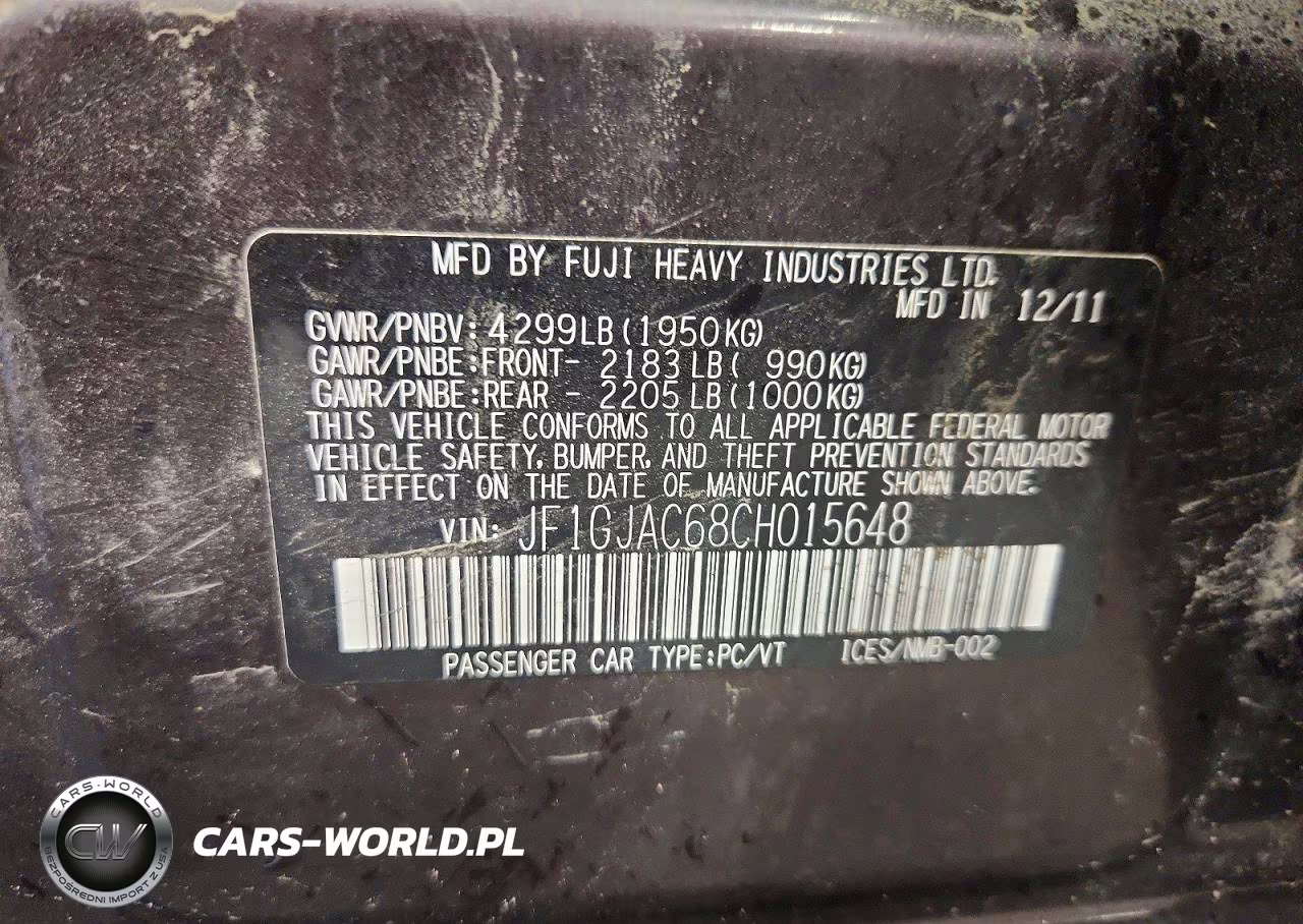 2012 Subaru Impreza Premium VIN:JF1GJAC68CH015648 - 12