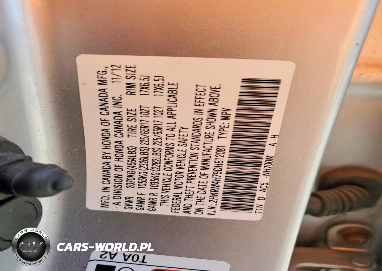 2013 Honda Cr-V Exl VIN:2HKRM4H79DH612081 - 13