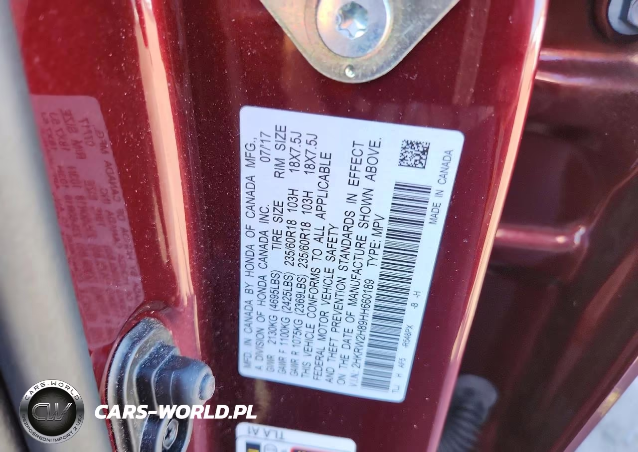 2017 Honda Cr-V Exl VIN:2HKRW2H89HH660189 - 13