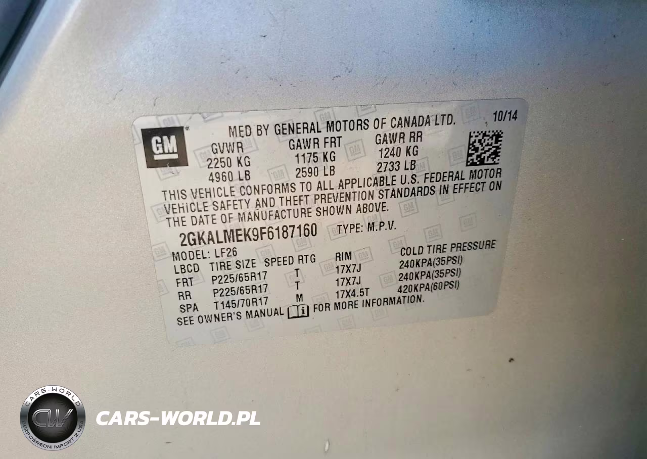 2015 GMC Terrain Sle VIN:2GKALMEK9F6187160 - 13